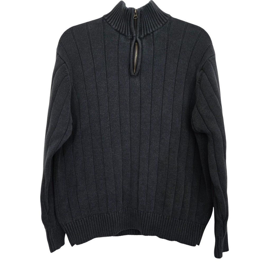Vtg 90s GEOFFREY BEENE L Quarter Zip Mock‎ Neck Ribbed Sweater Hong Kong Classic